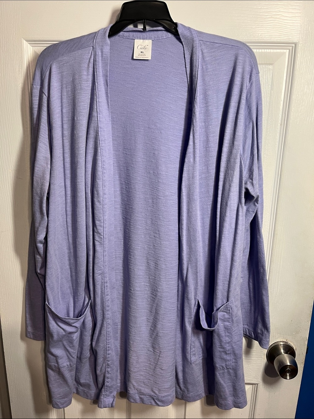 Cielo Light Lavender Open-Front Cardigan with Pockets